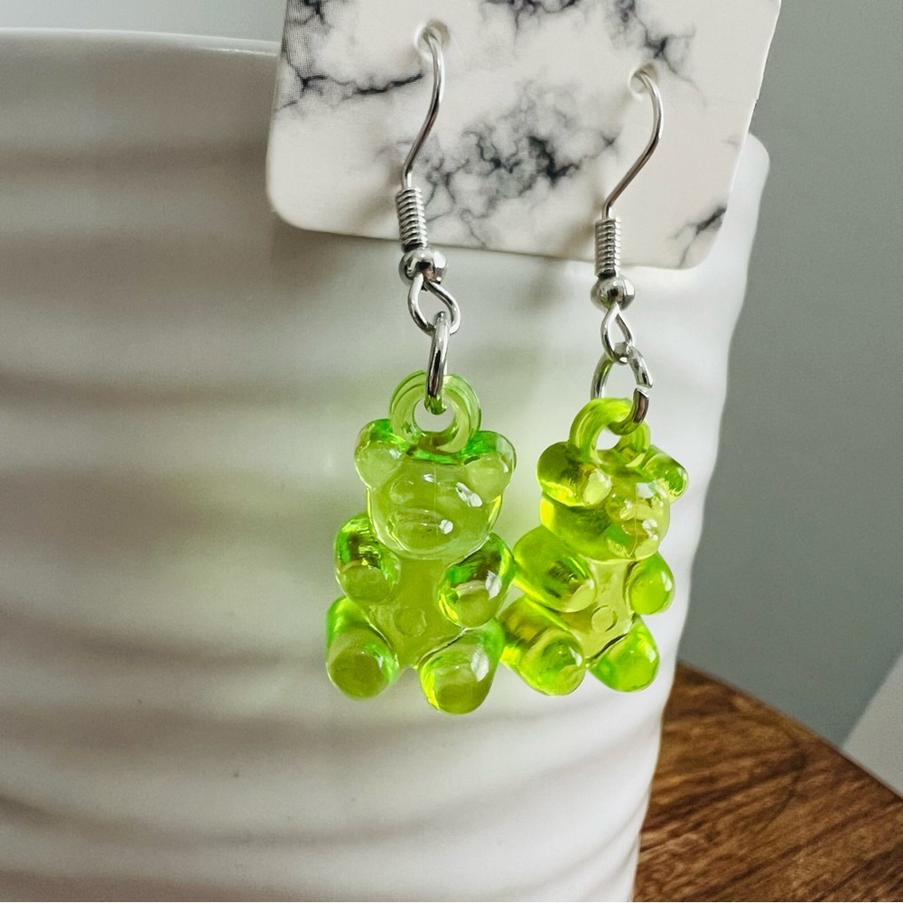 Green Gummy Bear Earrings